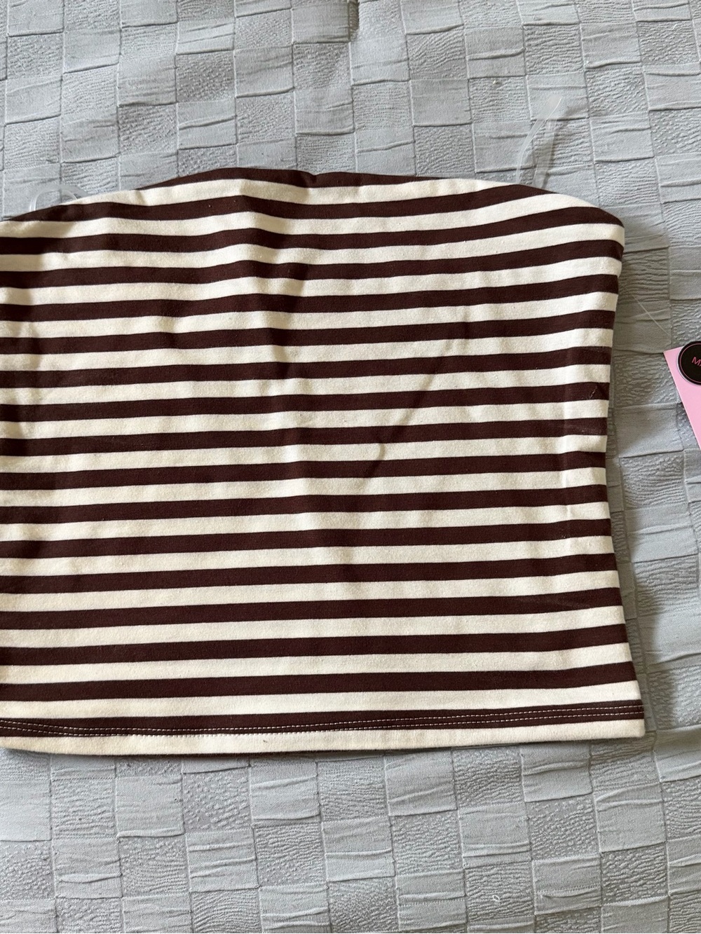 Marshalls Brown and Cream Striped Strapless Crop Top